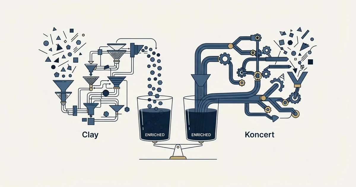 Editorial illustration for Clay vs Koncert