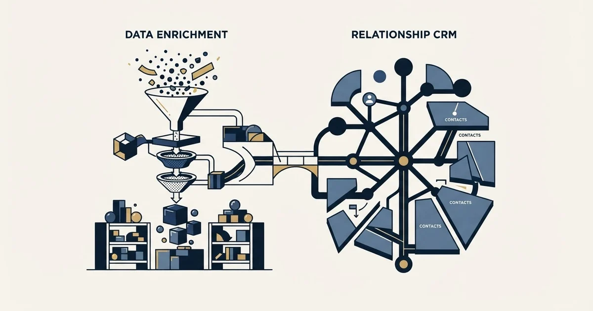 Editorial illustration for Clay vs Less Annoying CRM