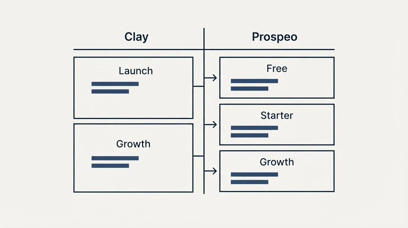 Pricing table: Pricing Comparison (Clay, Prospeo, Launch, Free)