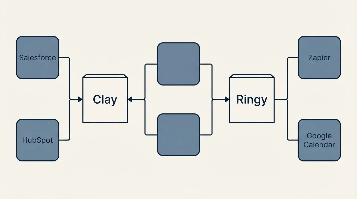 Integration flow: Integration Ecosystem (Clay, Ringy, Salesforce, Zapier)
