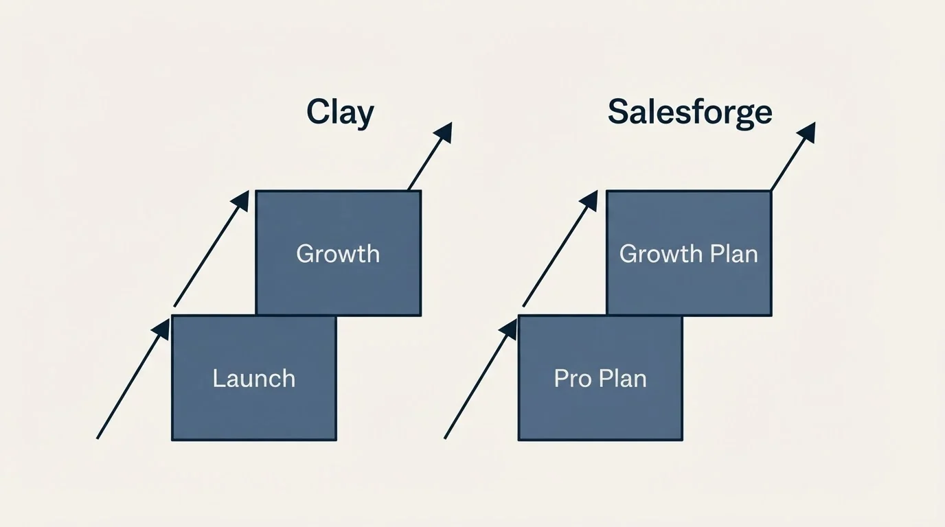 Pricing ladder: Pricing Comparison (Clay, Salesforge, Launch, Pro Plan)
