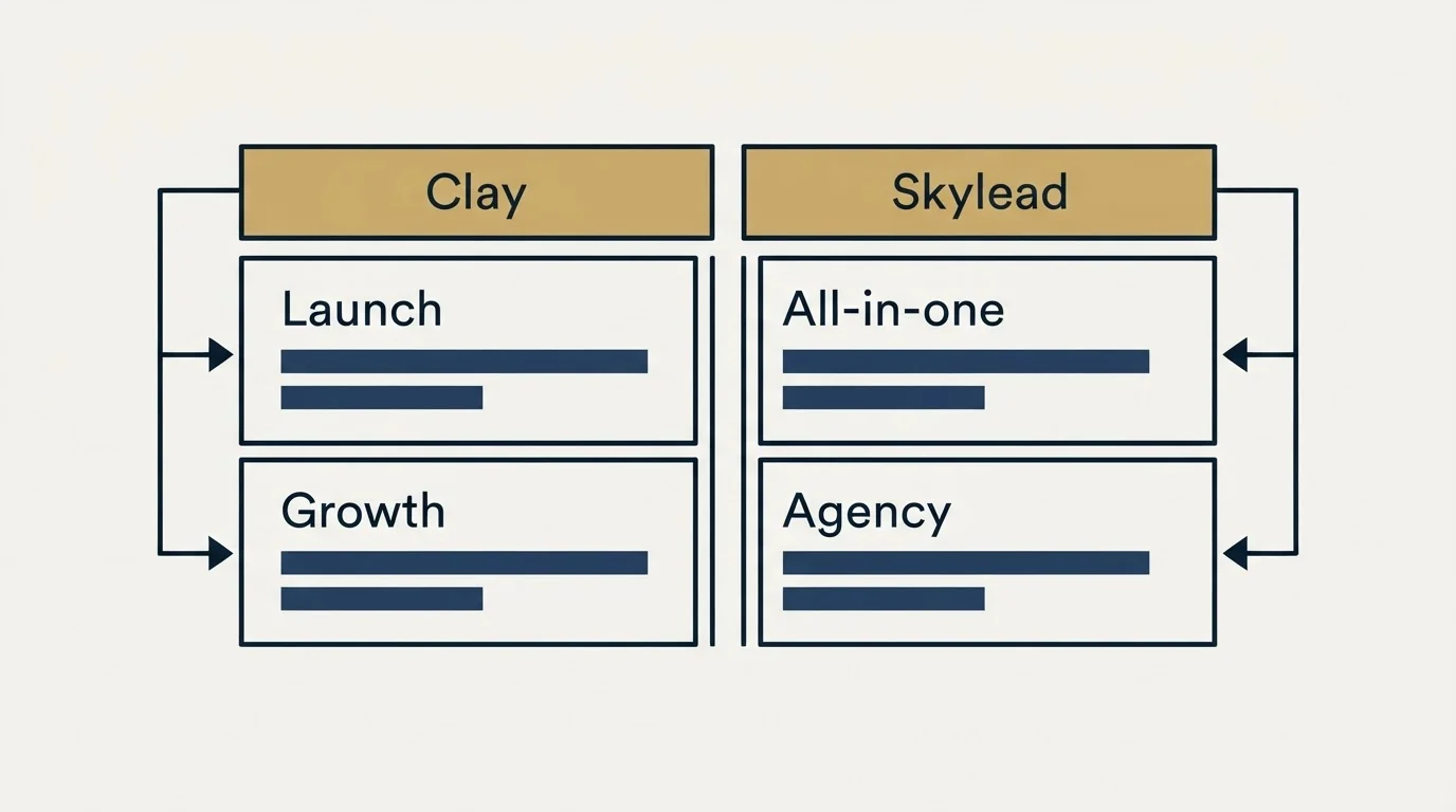 Pricing table: Pricing Comparison (Clay, Skylead, Launch, All-in-one)