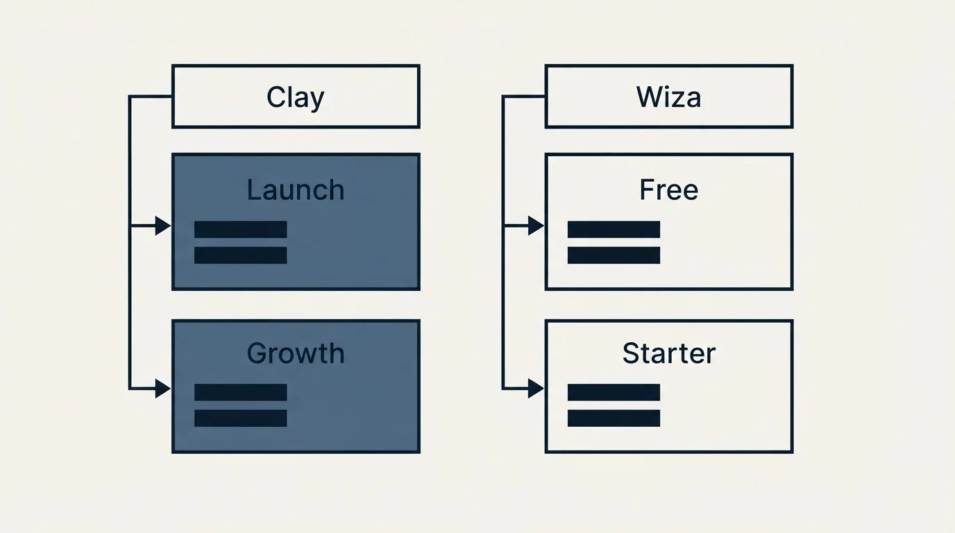 Pricing table: Pricing Comparison (Clay, Wiza, Launch, Free)