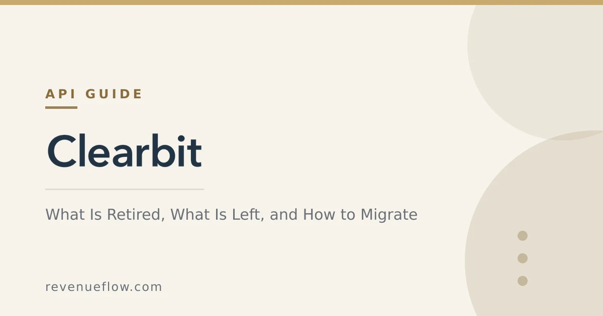 Branded cover: Clearbit API: What Is Retired, What Is Left, and How to Migrate