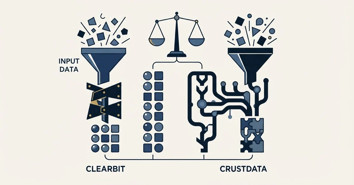 Editorial illustration for Clearbit vs Crustdata
