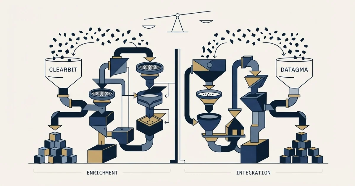 Editorial illustration for Clearbit vs Datagma