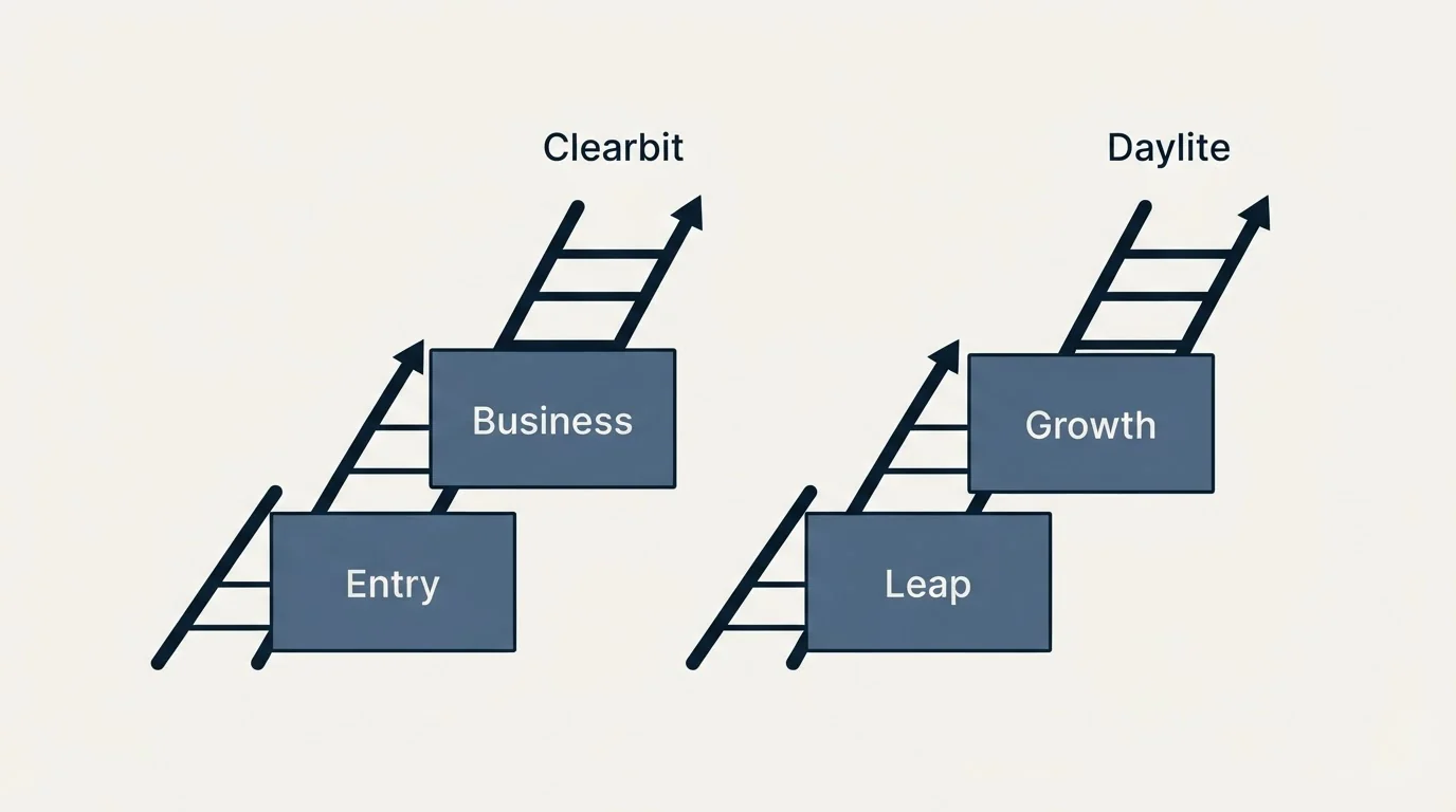 Pricing ladder: Pricing Comparison (Clearbit, Daylite, Entry, Leap)