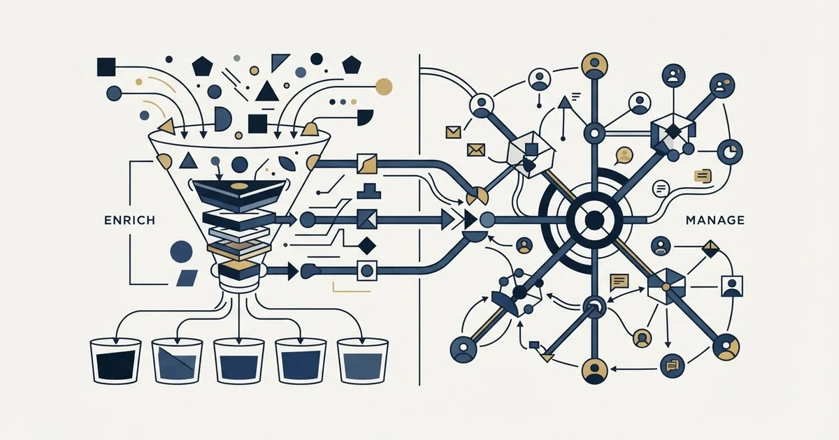 Editorial illustration for Clearbit vs folk