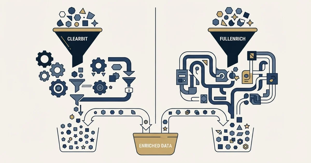 Editorial illustration for Clearbit vs FullEnrich