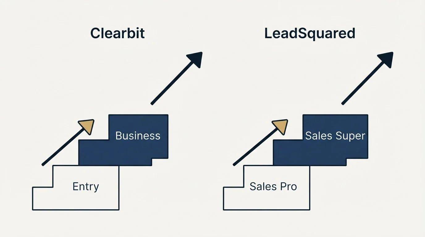 Pricing ladder: Pricing Comparison (Clearbit, LeadSquared, Entry, Sales Pro)