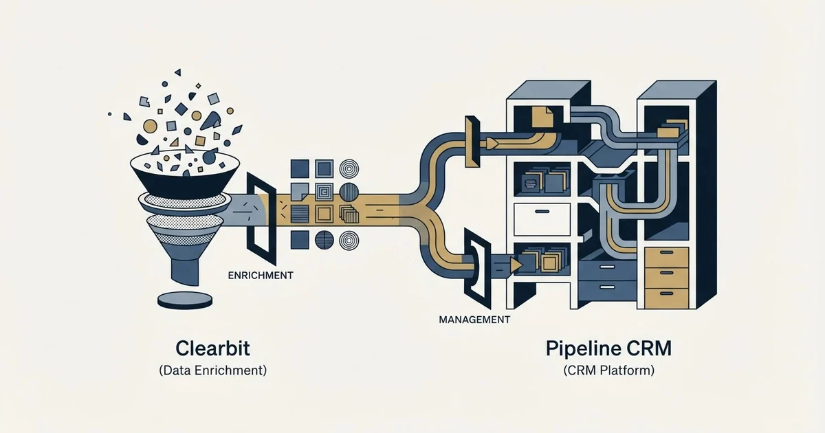 Editorial illustration for Clearbit vs Pipeline CRM
