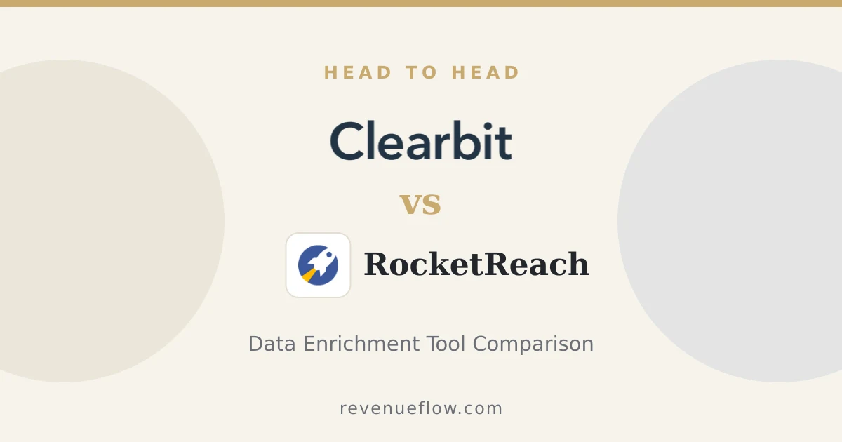 Branded cover: Clearbit vs RocketReach: Data Enrichment Tool Comparison