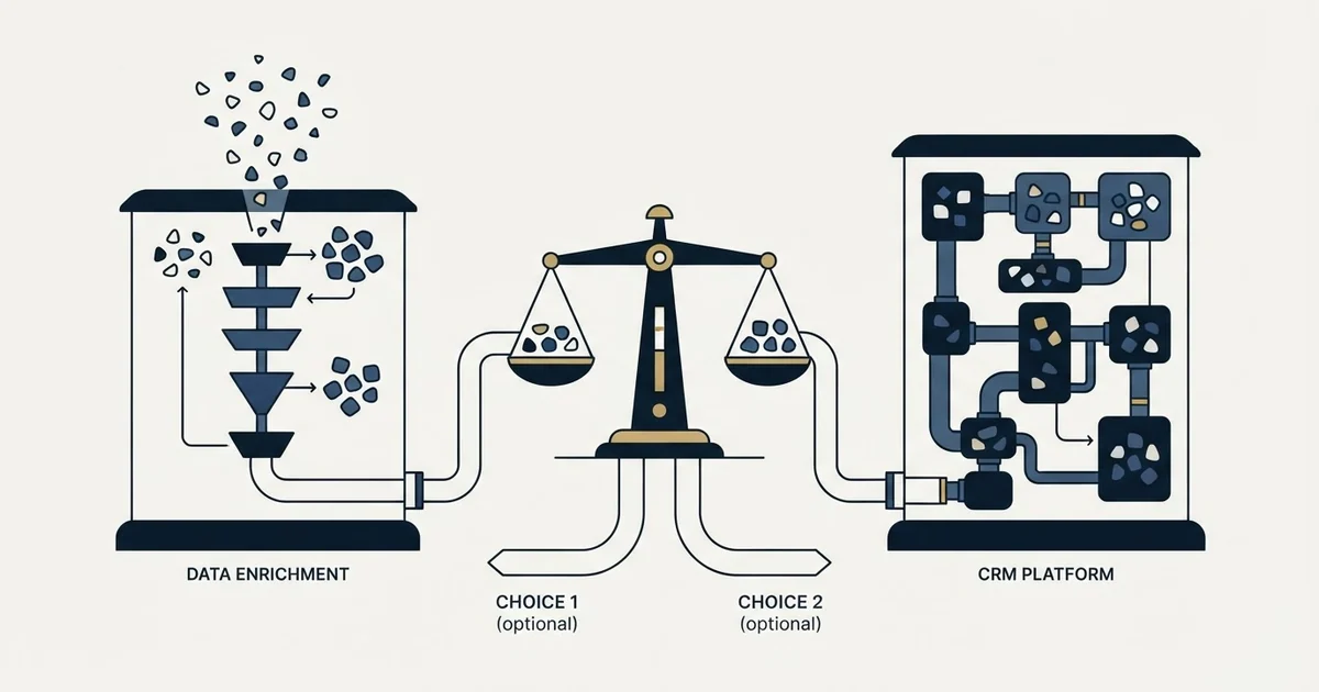 Editorial illustration for Clearbit vs Salesmate