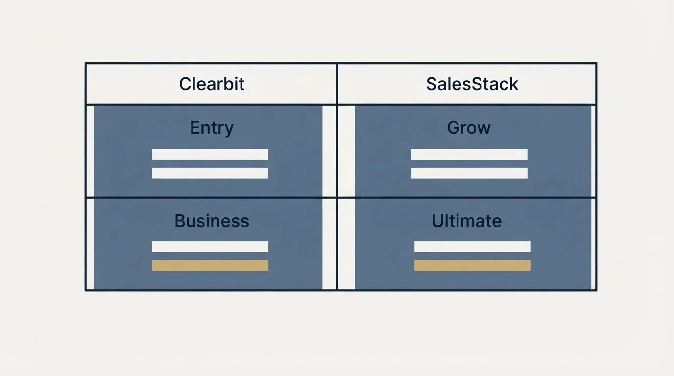 Pricing table: Pricing Comparison (Clearbit, SalesStack, Entry, Grow)