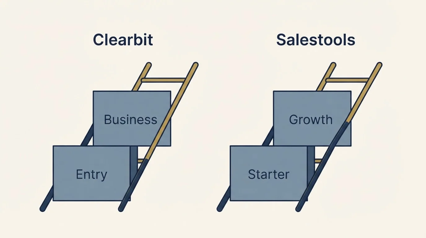 Pricing ladder: Pricing Comparison (Clearbit, Salestools, Entry, Starter)