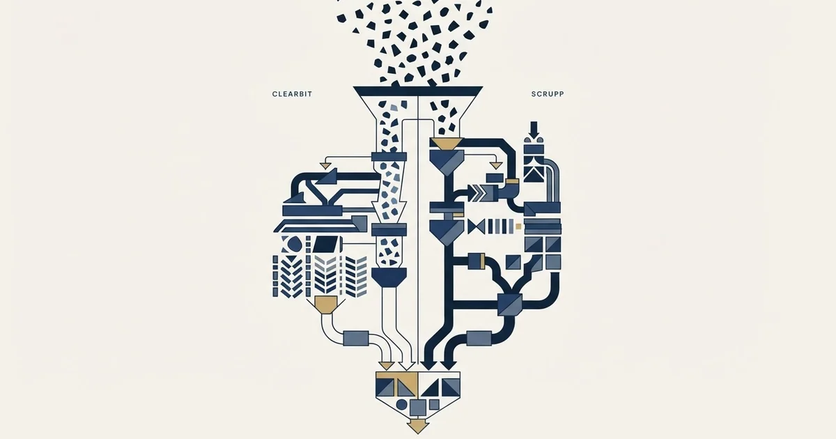 Editorial illustration for Clearbit vs Scrupp