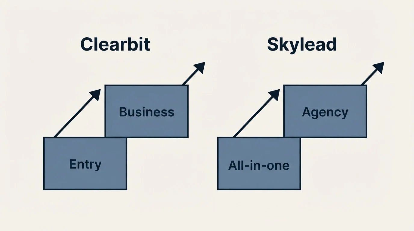 Pricing ladder: Pricing Comparison (Clearbit, Skylead, Entry, All-in-one)