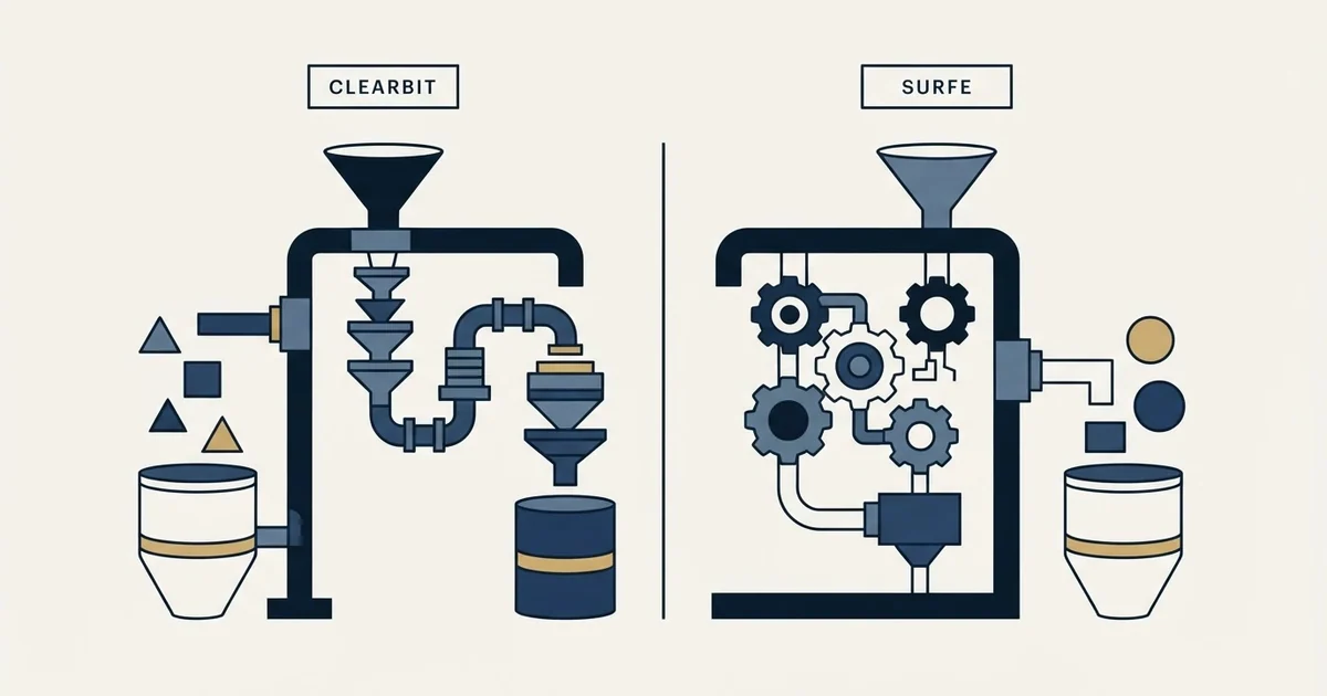 Editorial illustration for Clearbit vs Surfe