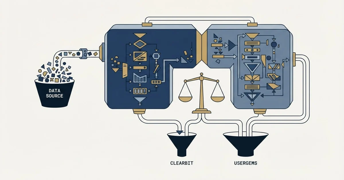 Editorial illustration for Clearbit vs UserGems