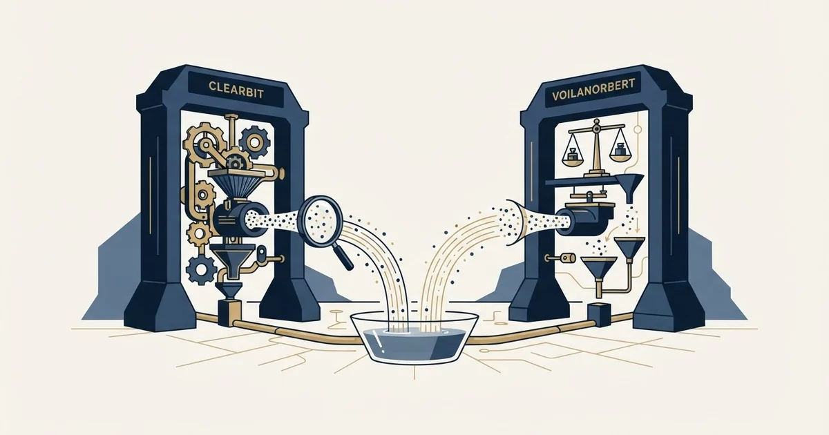 Editorial illustration for Clearbit vs VoilaNorbert