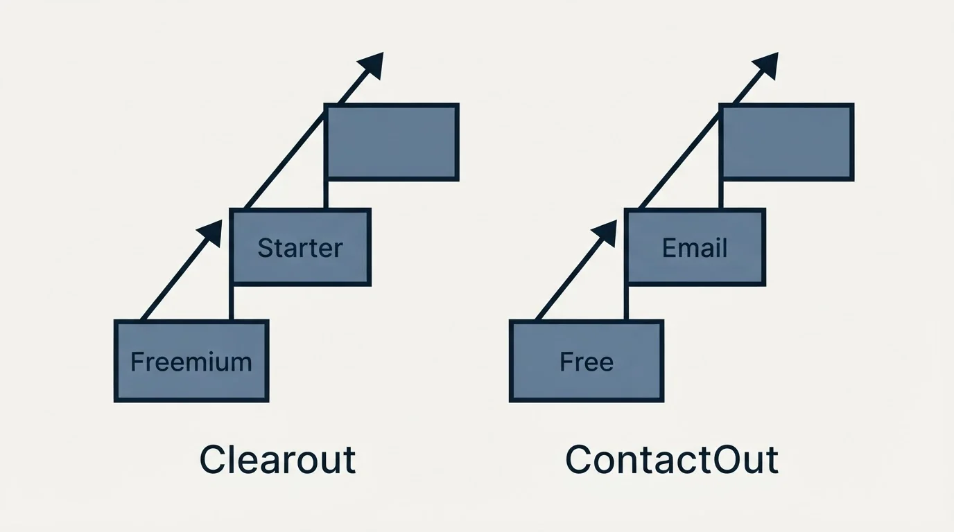 Pricing ladder: Pricing Comparison (Clearout, ContactOut, Freemium, Free)