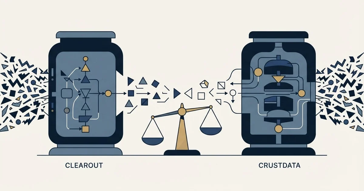 Editorial illustration for Clearout vs Crustdata