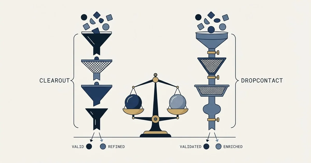 Editorial illustration for Clearout vs Dropcontact