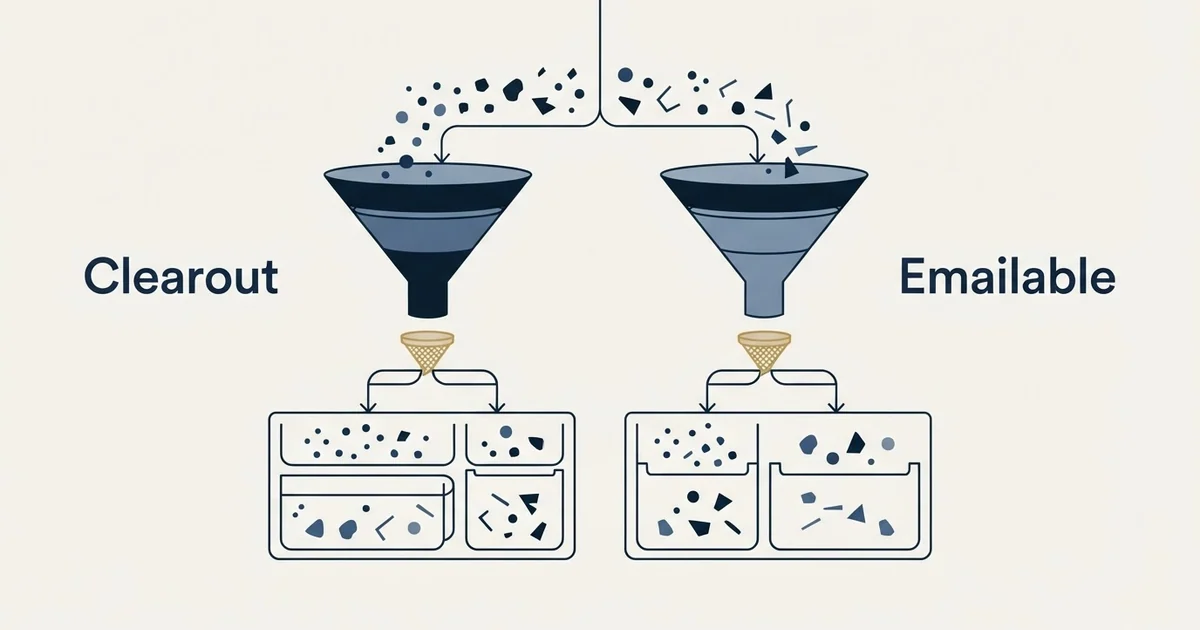Editorial illustration for Clearout vs Emailable