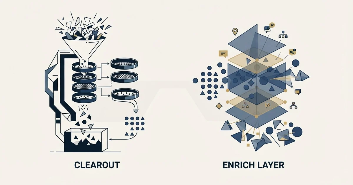 Editorial illustration for Clearout vs Enrich Layer