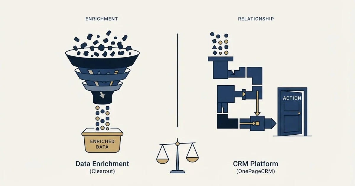 Editorial illustration for Clearout vs OnePageCRM