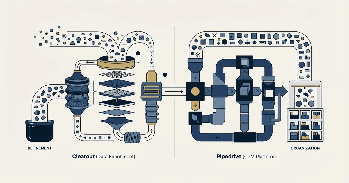 Editorial illustration for Clearout vs Pipedrive