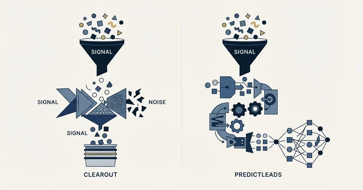 Editorial illustration for Clearout vs PredictLeads