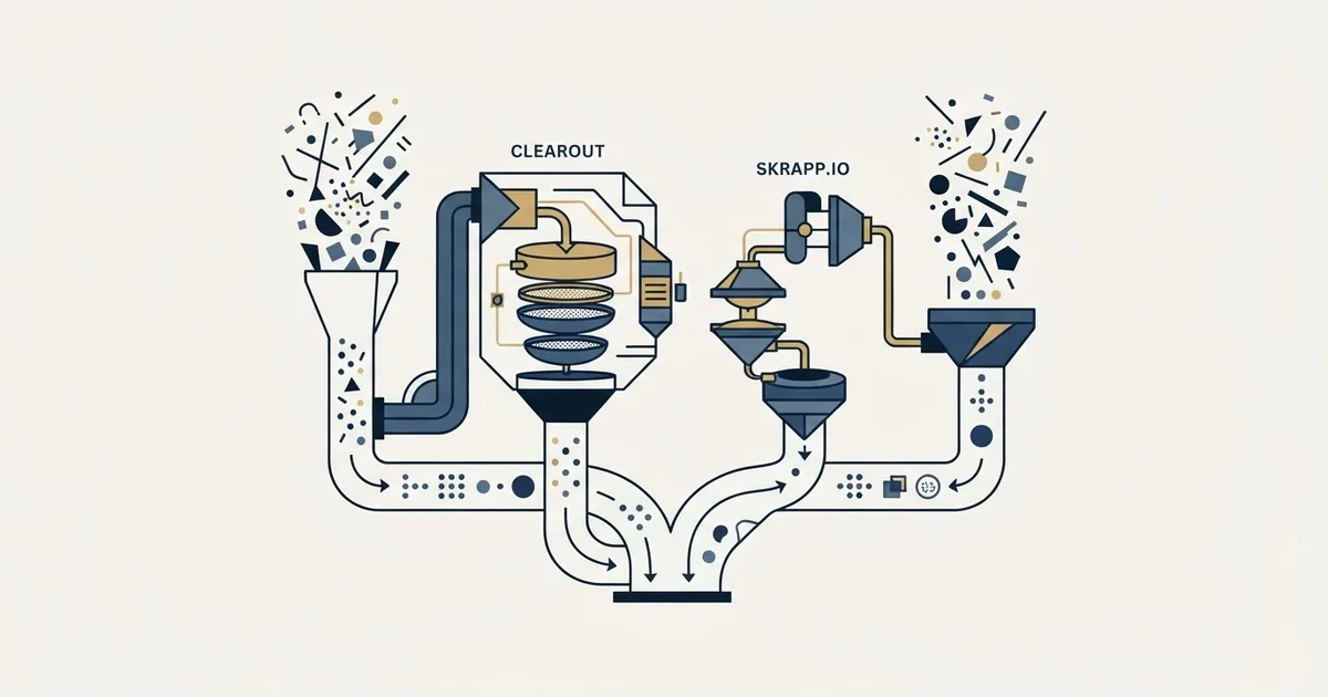 Editorial illustration for Clearout vs Skrapp.io