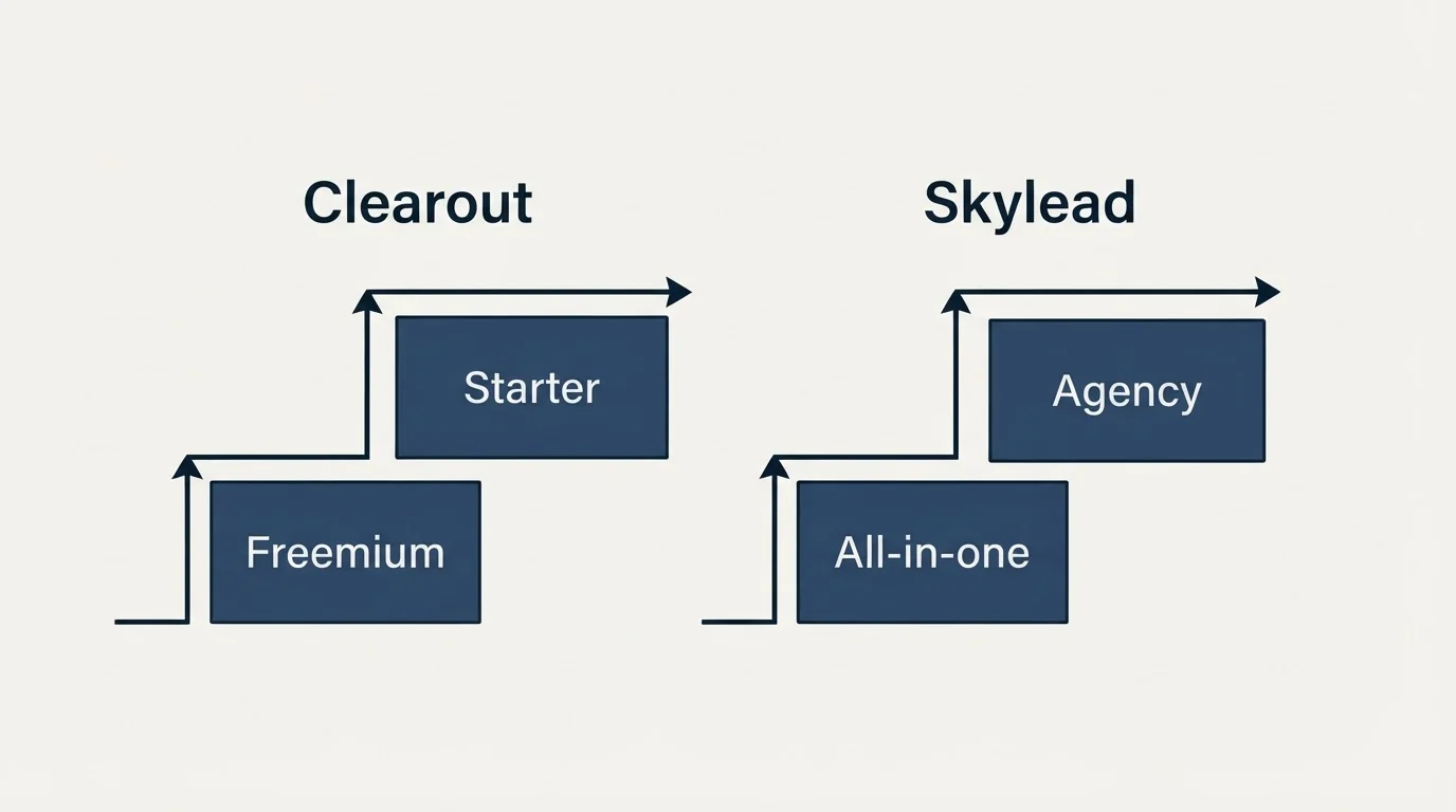 Pricing ladder: Pricing Comparison (Clearout, Skylead, Freemium, All-in-one)