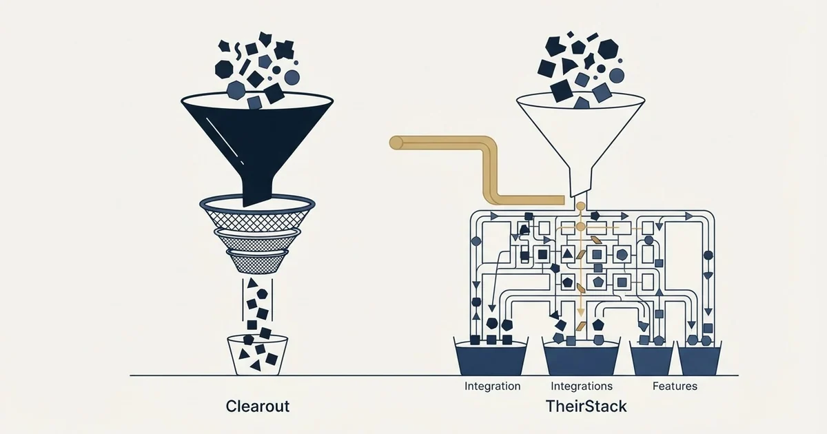 Editorial illustration for Clearout vs TheirStack
