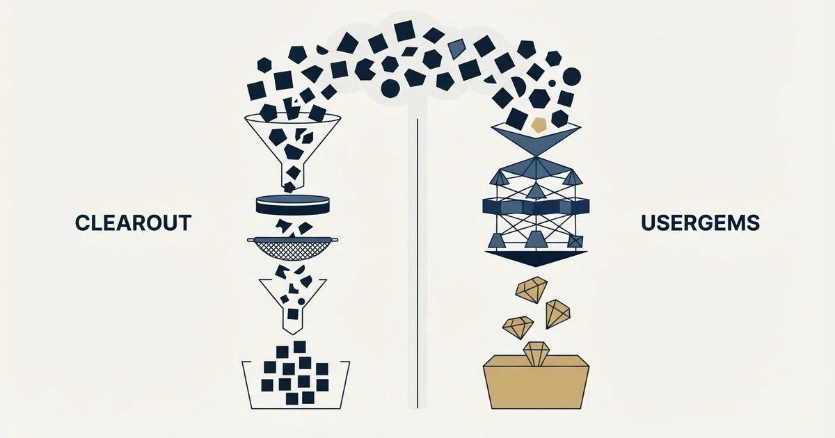 Editorial illustration for Clearout vs UserGems