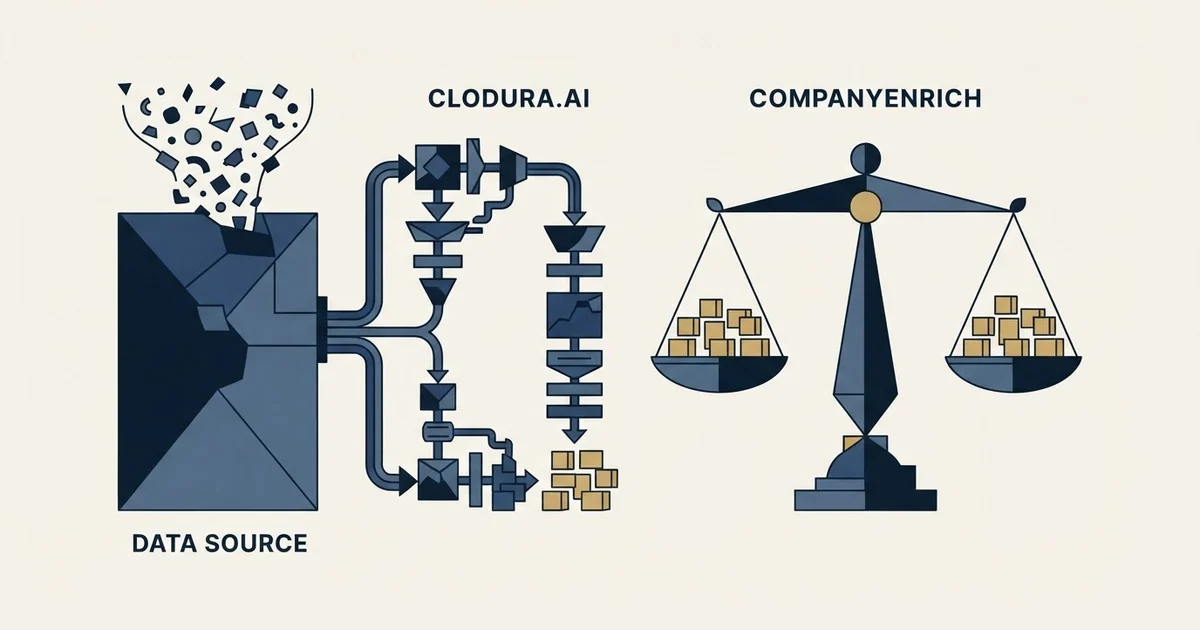 Editorial illustration for Clodura.AI vs CompanyEnrich