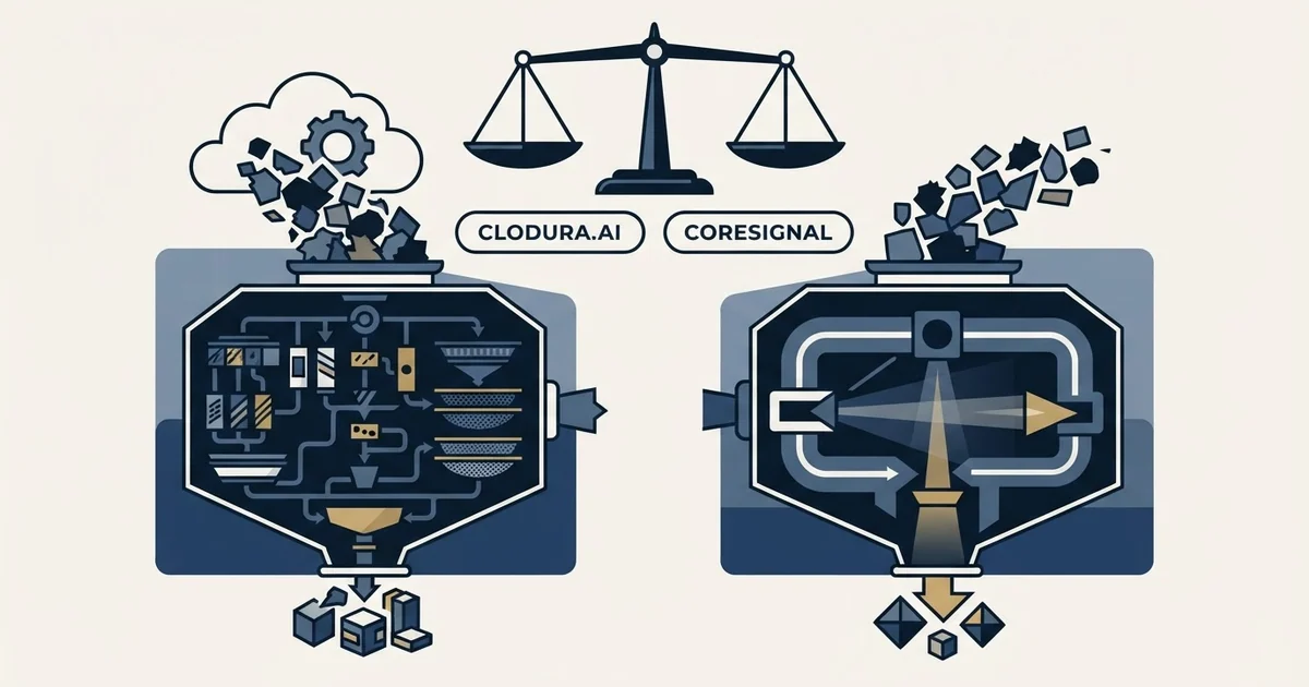 Editorial illustration for Clodura.AI vs Coresignal