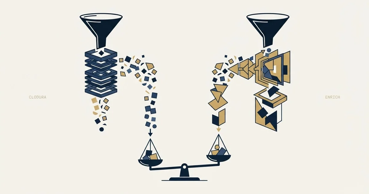 Editorial illustration for Clodura.AI vs Enrich Layer