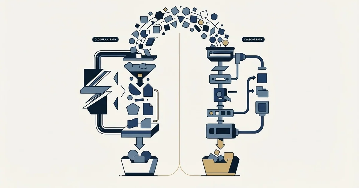 Editorial illustration for Clodura.AI vs Evaboot