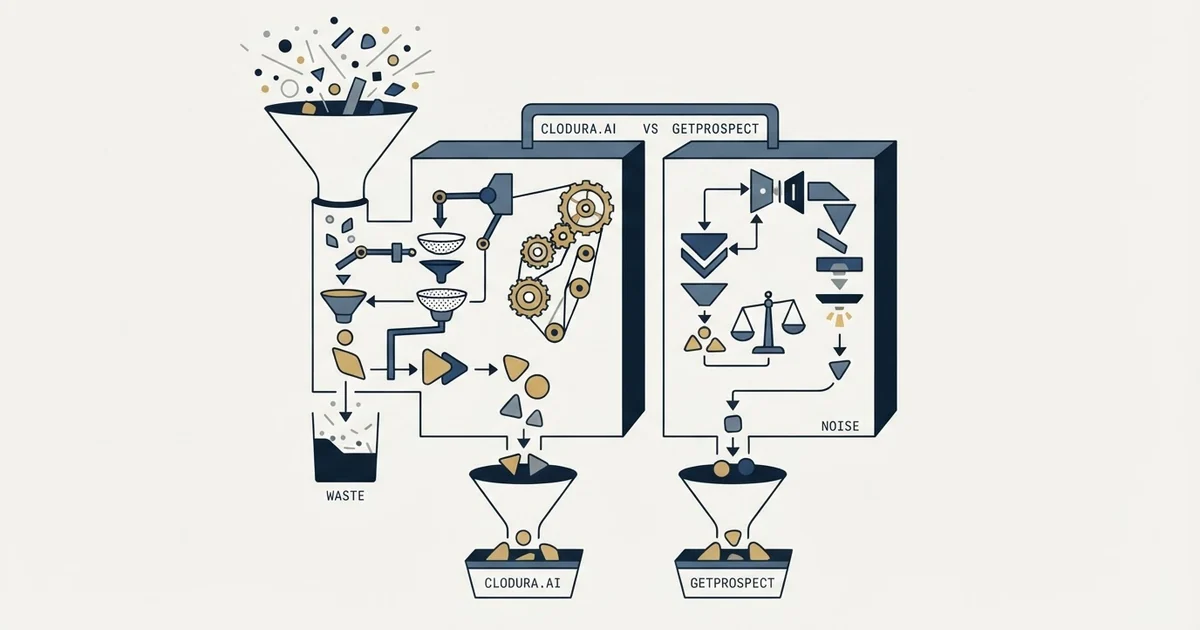 Editorial illustration for Clodura.AI vs GetProspect