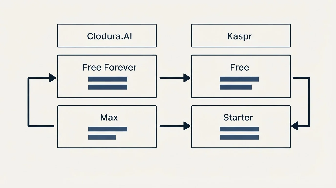 Pricing table: Pricing Comparison (Clodura.AI, Kaspr, Free Forever, Free)