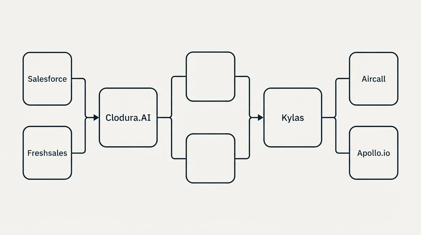 Integration flow: Integration Ecosystem (Clodura.AI, Kylas, Salesforce, Aircall)