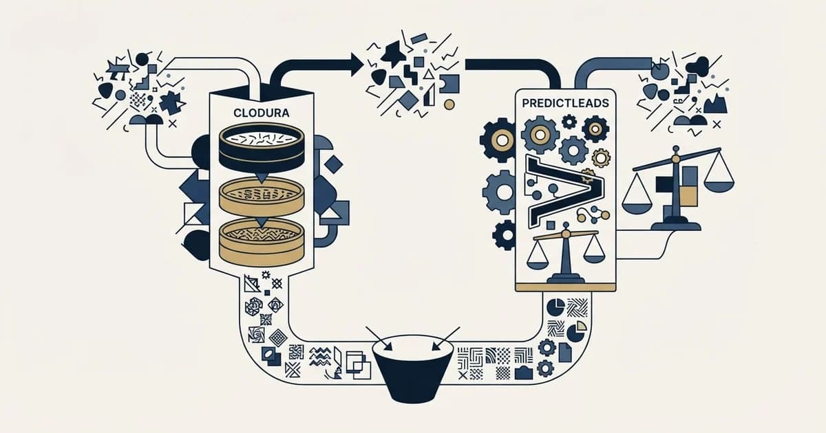 Editorial illustration for Clodura.AI vs PredictLeads