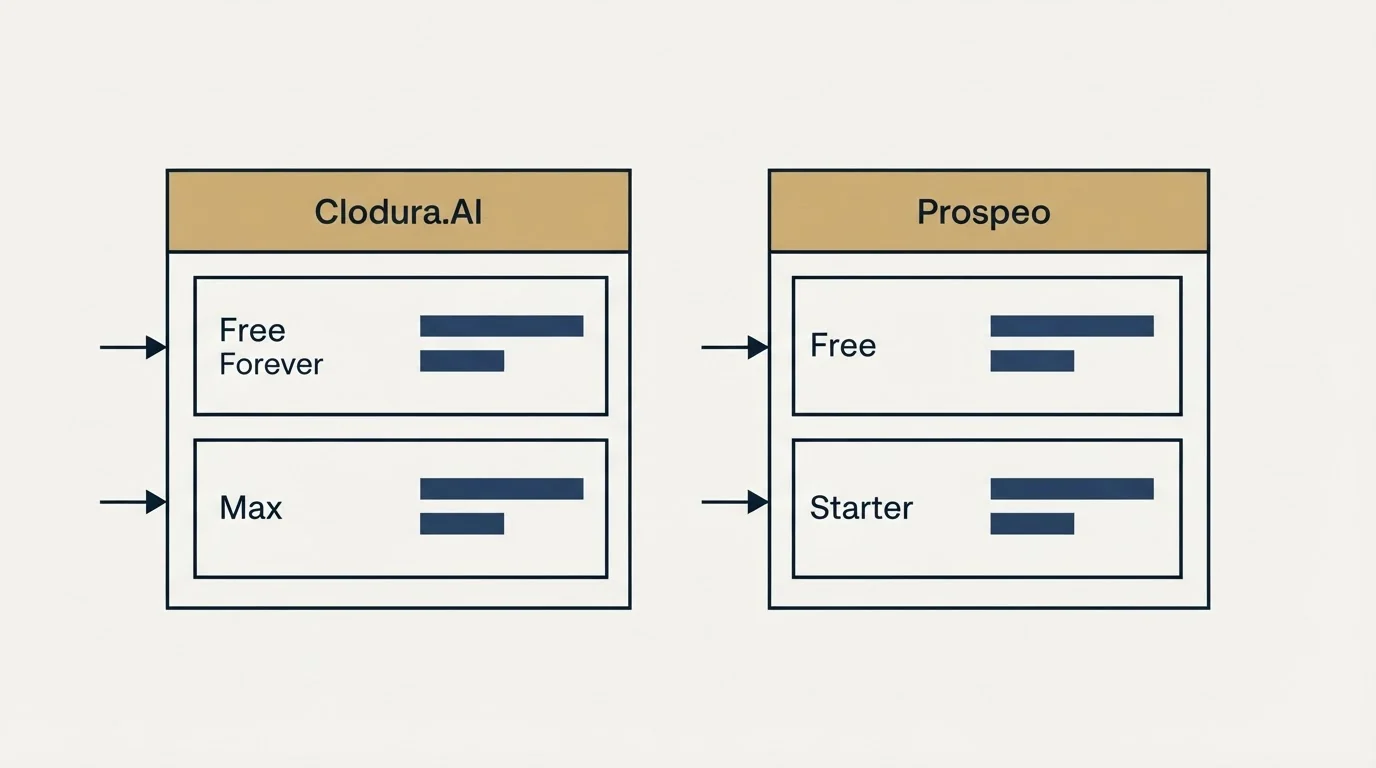 Pricing table: Pricing Comparison (Clodura.AI, Prospeo, Free Forever, Free)