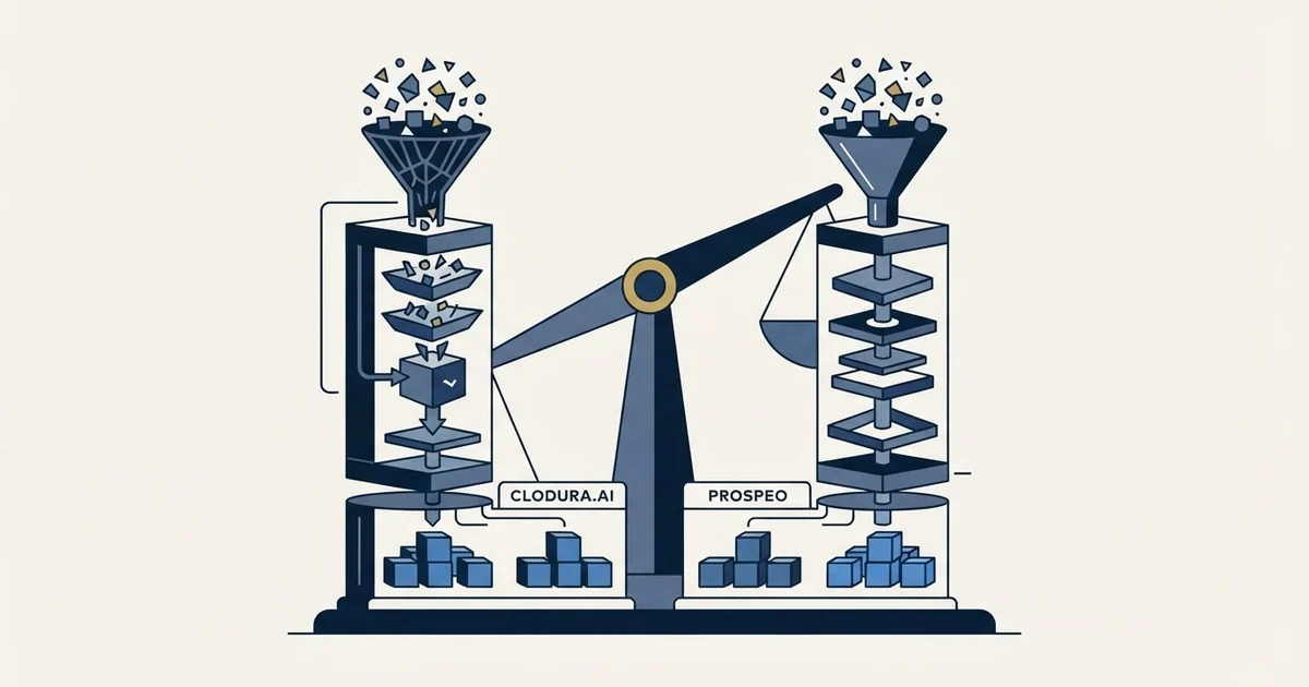 Editorial illustration for Clodura.AI vs Prospeo
