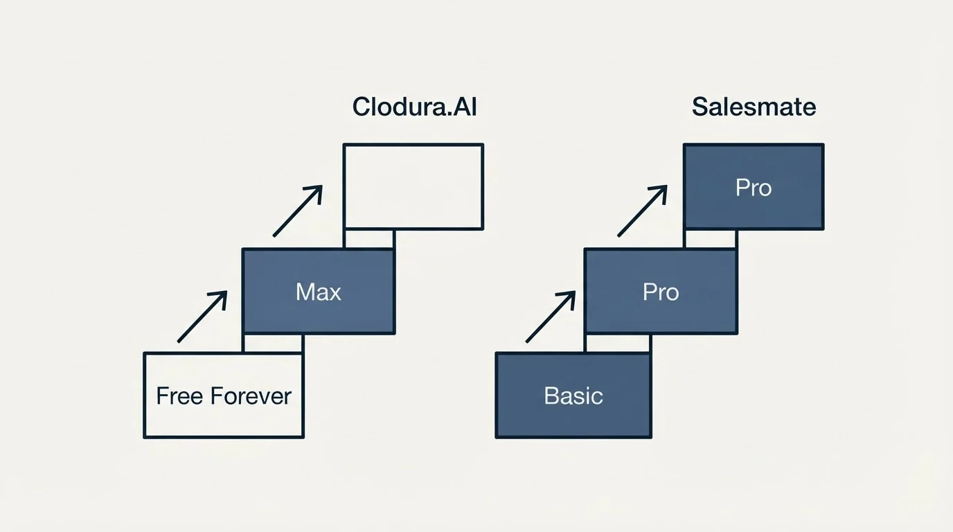 Pricing ladder: Pricing Comparison (Clodura.AI, Salesmate, Free Forever, Basic)