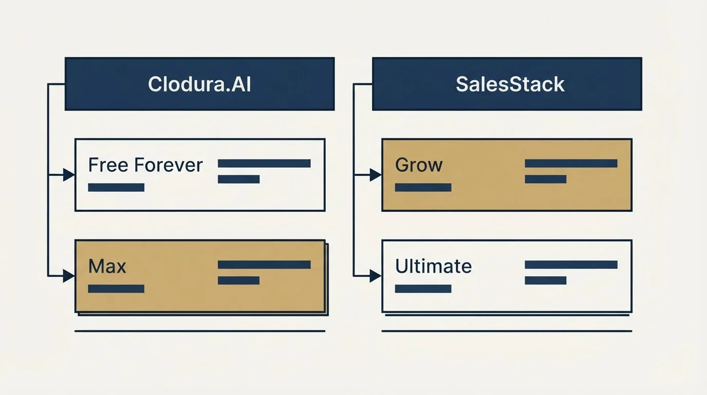 Pricing table: Pricing Comparison (Clodura.AI, SalesStack, Free Forever, Grow)