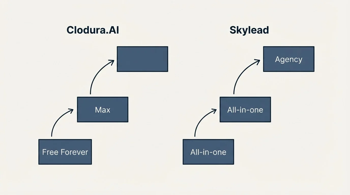 Pricing ladder: Pricing Comparison (Clodura.AI, Skylead, Free Forever, All-in-one)