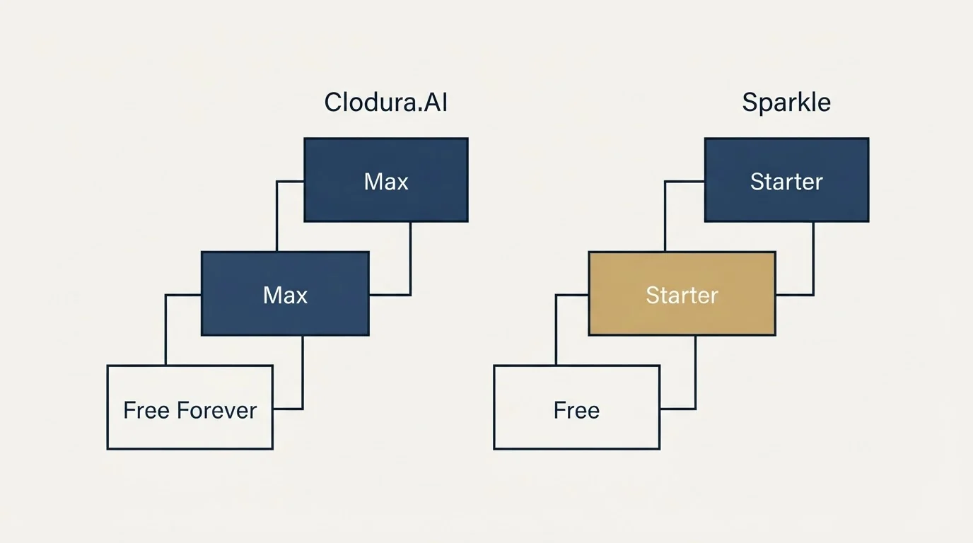 Pricing ladder: Pricing Comparison (Clodura.AI, Sparkle, Free Forever, Free)